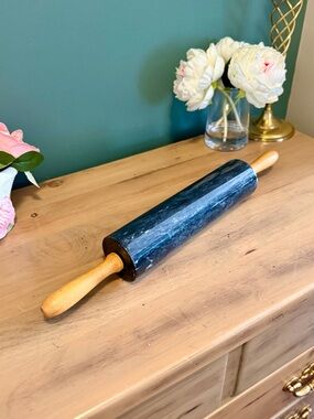 3 lb Marble Rolling Pin Wooden Handles Baking Pastry Dough Roller